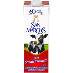 Leche Semidescremada UHT San Marcos 1 Lt